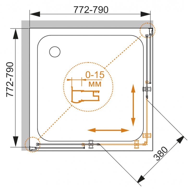 Душевой уголок Cezares Pratico A2 90 C Cr PRATICO-A-2-90-C-Cr - 4