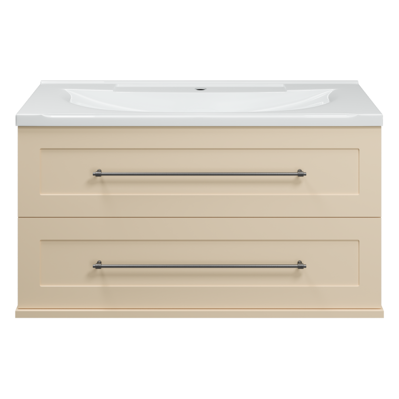 Тумба под раковину Misty Марта 100 бежевая матовая П-Мрт09100-031П2Я - 0