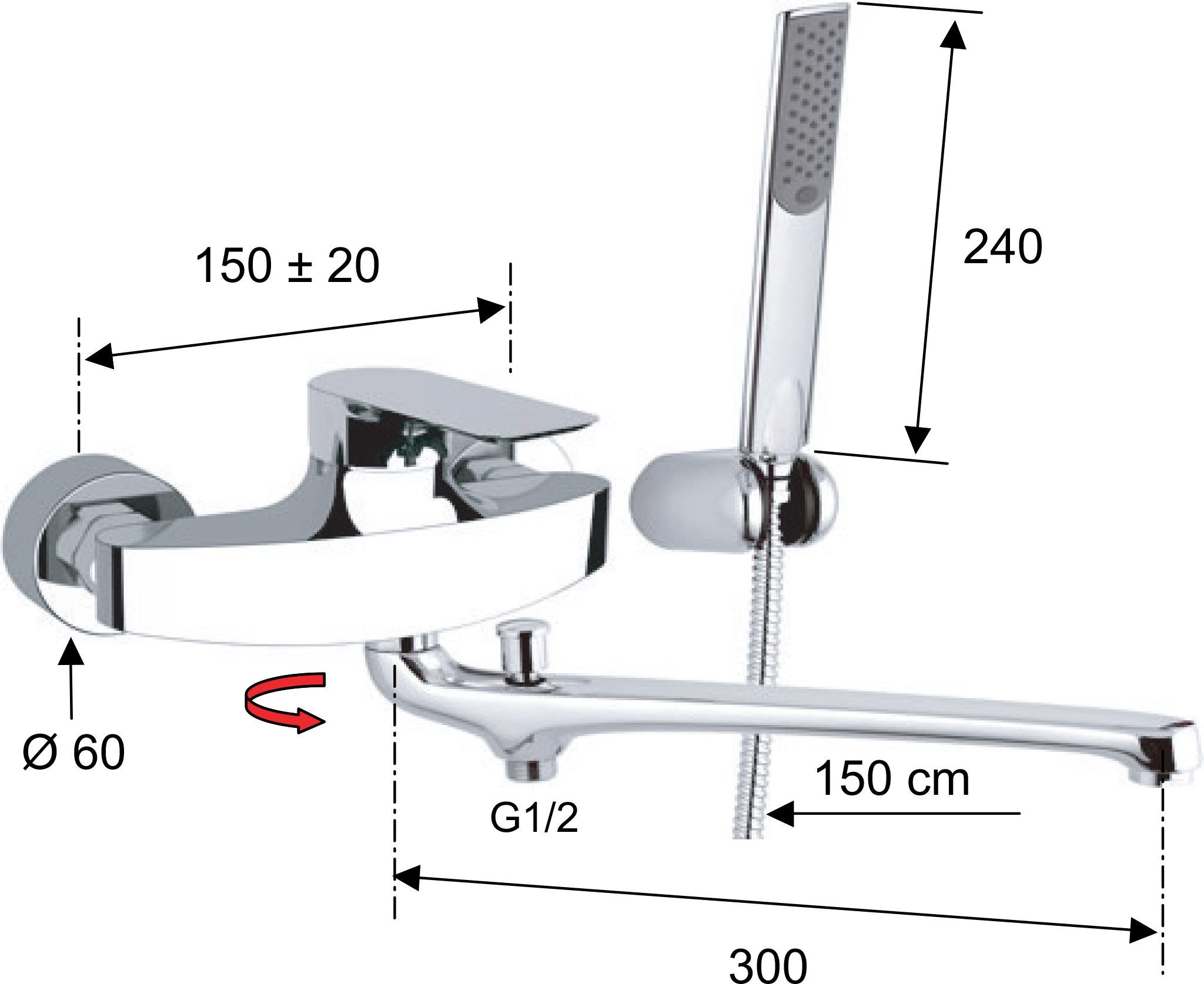 Смеситель для ванны с душем Remer Infinity I49 - 1