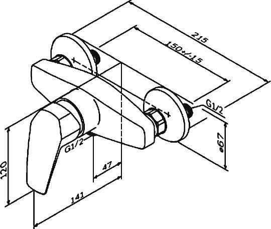 Смеситель AM.PM Gem F9065000 С ВНУТРЕННЕЙ ЧАСТЬЮ, для душа - 7