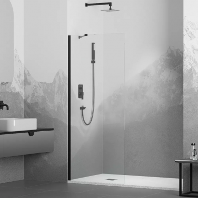 Душевая перегородка RGW Walk In 90х195 черная стекло прозрачное 351010209-14 - 0