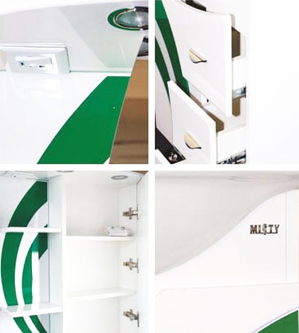 Мебель для ванной Misty Каролина 60 3 ящика L зеленое стекло - 7