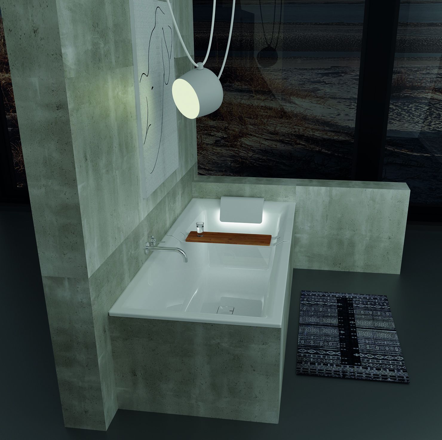 Акриловая ванна Riho Still Square 170x75 подголовник справа B100004005 - 1