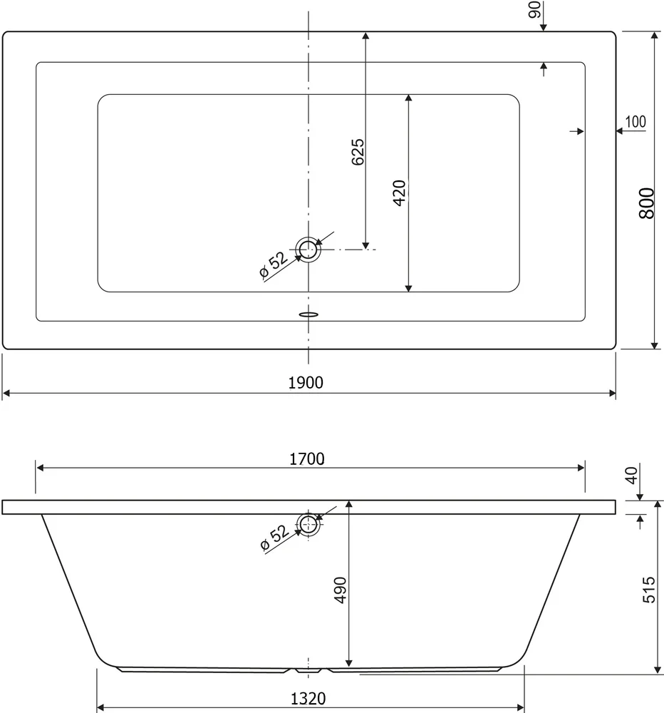 Акриловая ванна Cezares Plane 190х80  PLANE-190-80-49-W37 - 2