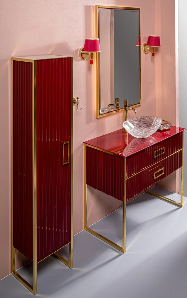 Тумба под раковину чашу Boheme Armadi Art Monaco 100 бордо глянец - золото 867-100-RG - 3