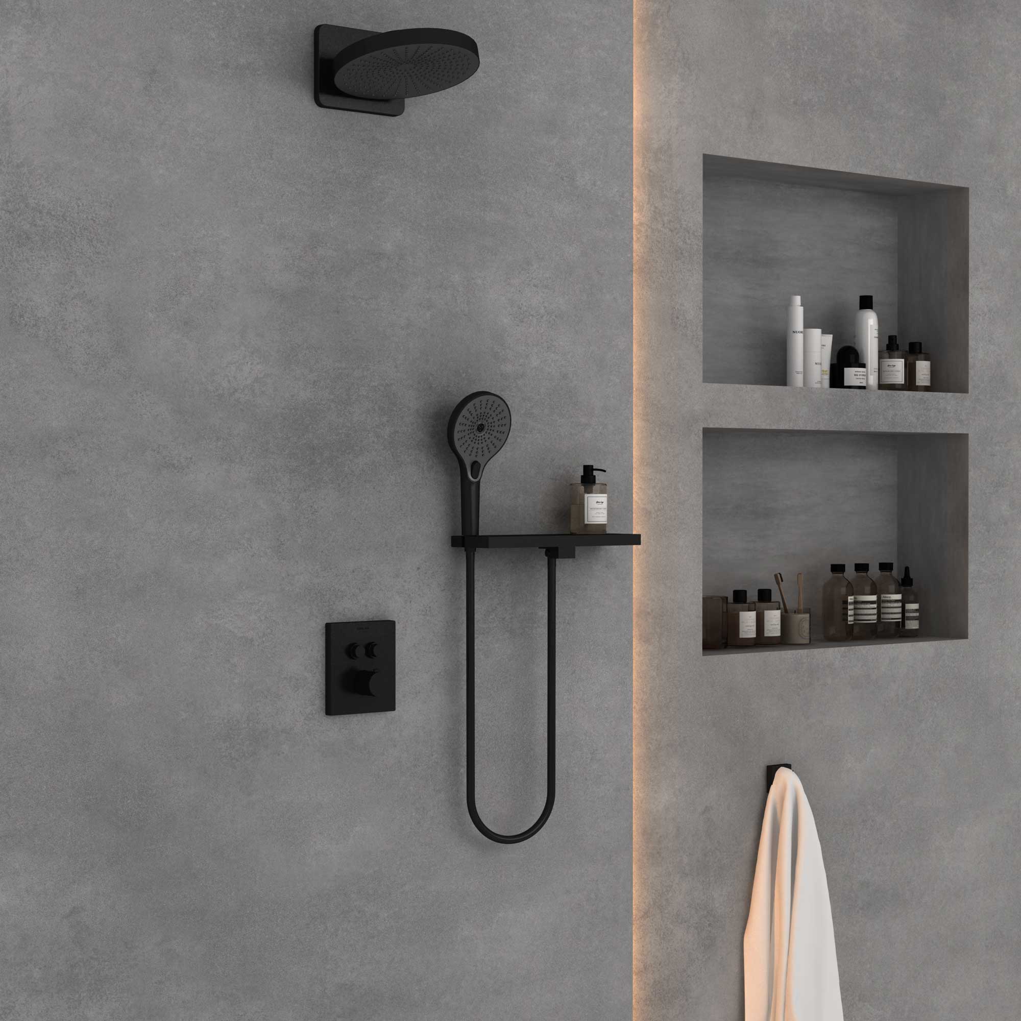 Душевой комплект Vincea Inspire с термостатом черный матовый VSFW-3I21T1RMB - 2