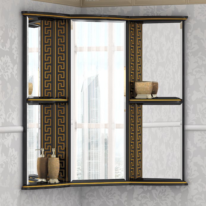 Зеркало-шкаф Misty Olimpia Lux 60 угловой R черная патина Л-Олл02060-023УгП - 0