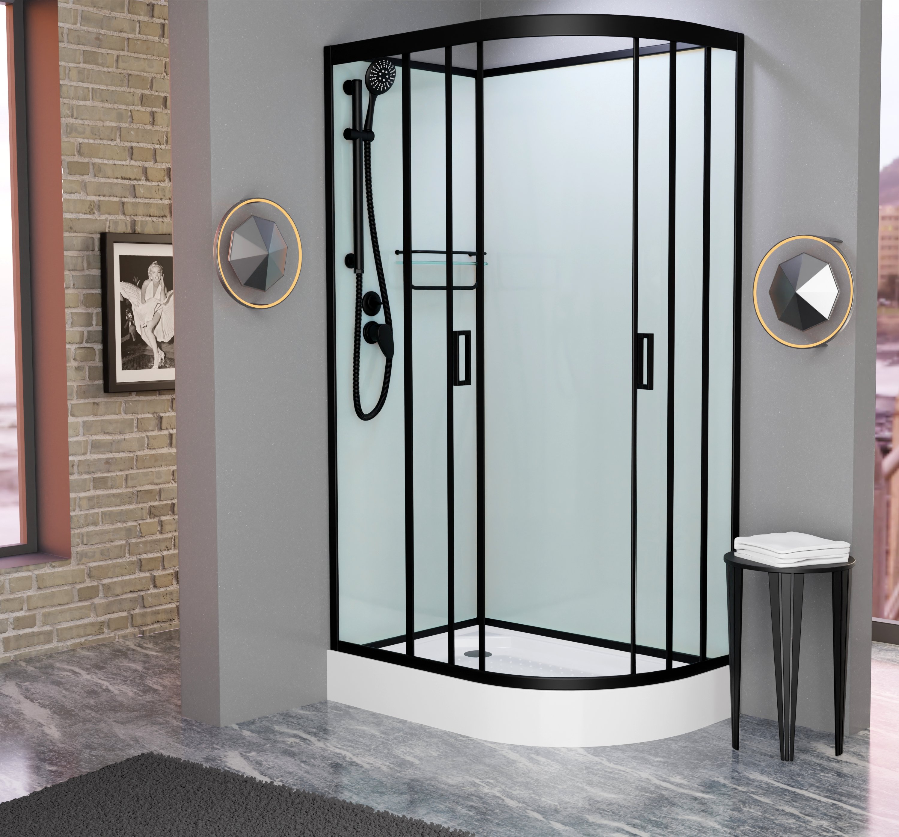 Душевая кабина Frank F412L Black левосторонняя б/к Без крыши 214014 - 0