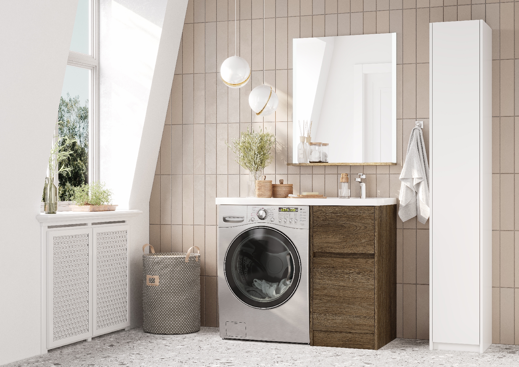 Тумба под раковину без фасада Aquaton Лондри 40 темное дерево 1A267001LHDY0 - 10