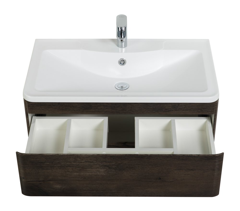 Тумба с раковиной BelBagno Albano 80 темное дерево - 4