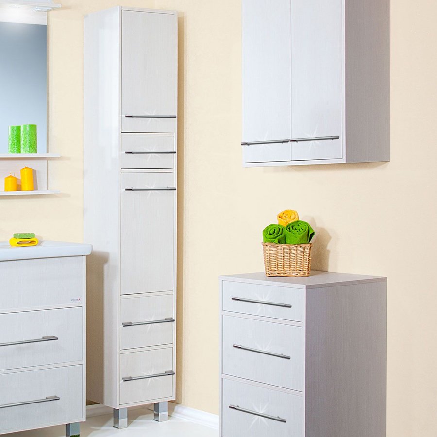 Шкаф-пенал Бриклаер Чили 34 светлая лиственница С, с бельевой корзиной 4627125414978 - 0