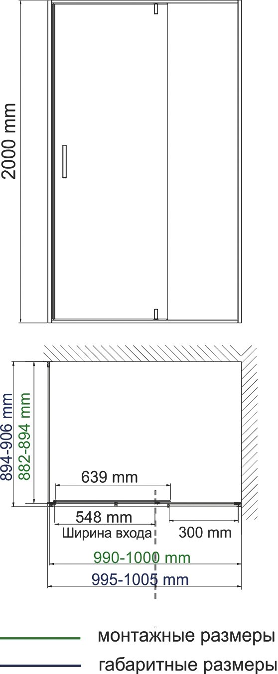 Душевой уголок Wasserkraft Elbe 100x90 профиль черный стекло прозрачное 74P22 - 2