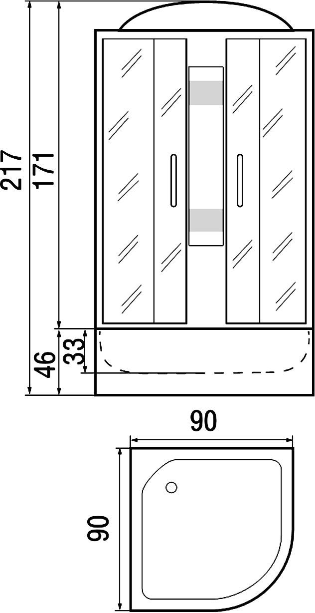 Душевая кабина c поддоном River Amur 90/44 MT  10000001375 - 4