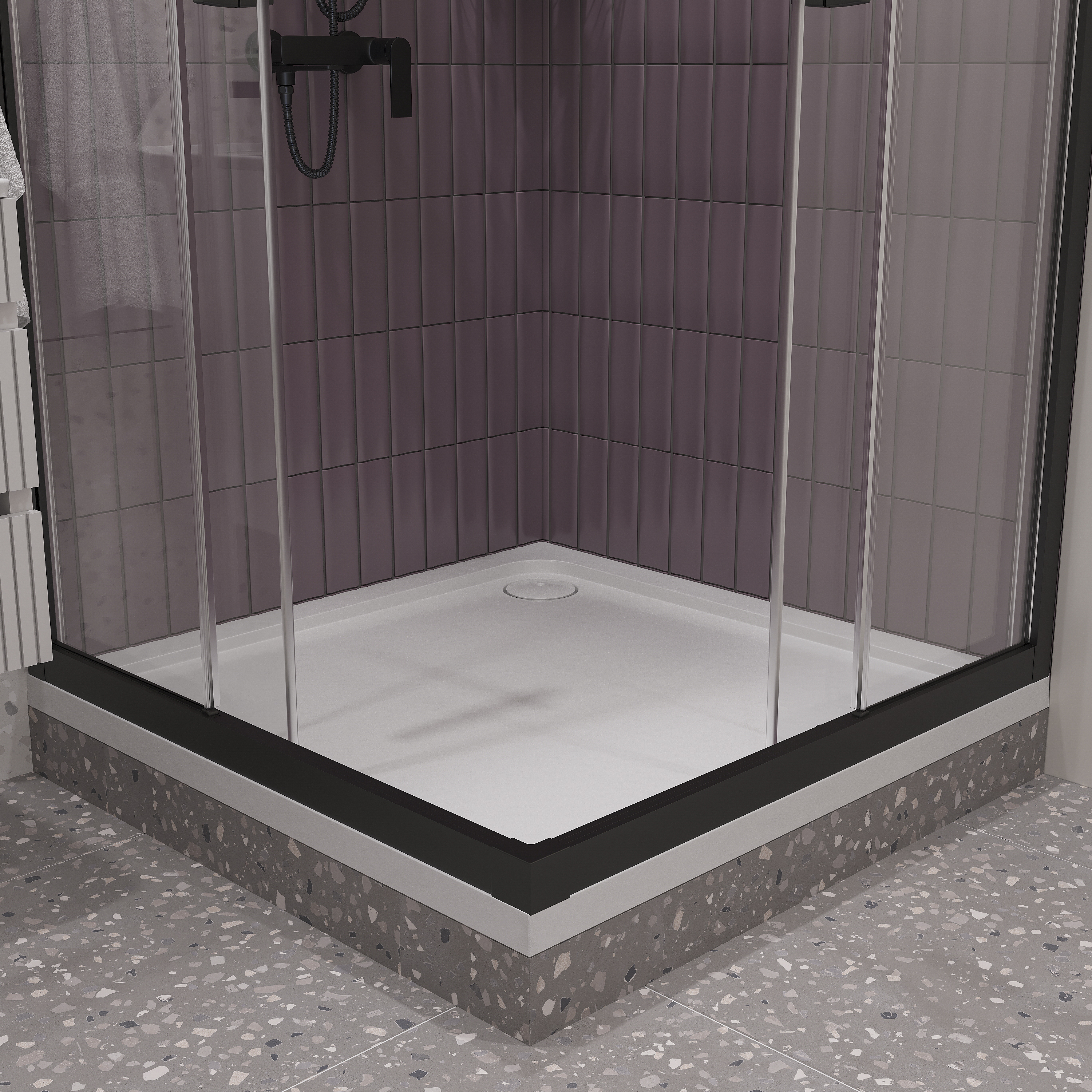 Душевой уголок STWORKI Дублин 100x100 см профиль черный матовый 3GW070TTKK000 - 4