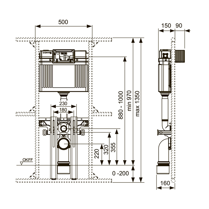 Модуль Uni 2.0 для уст. унитаза в стальной профиль TECEprofil 9041306 - 1