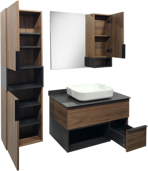 Зеркало-шкаф Comforty Штутгарт 90, дуб тёмно-коричневый 00004151038 - 3