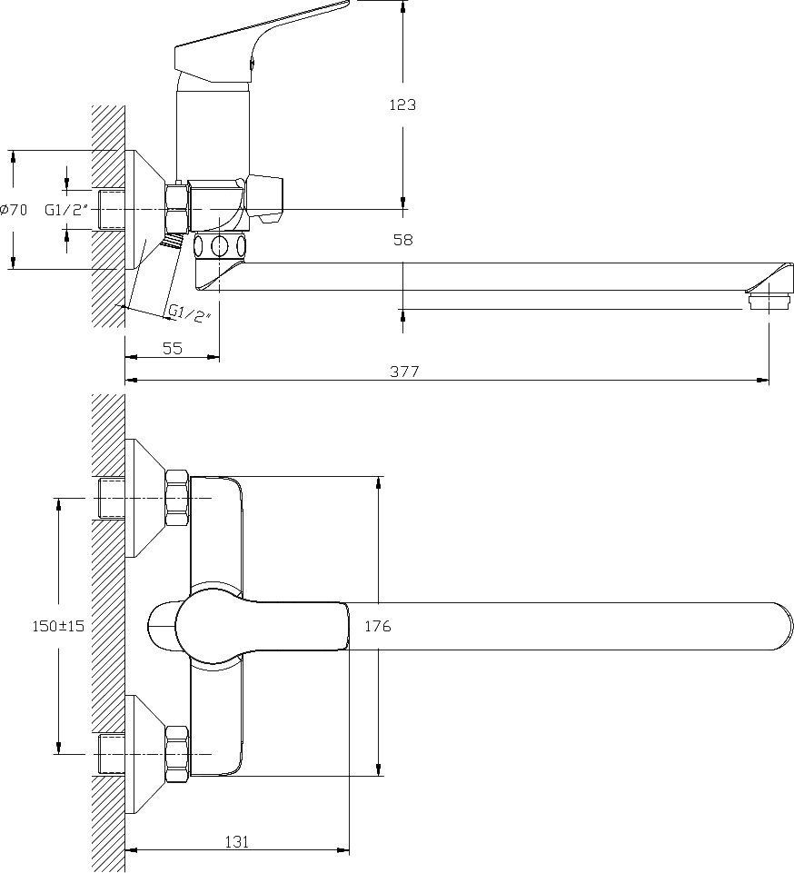 Смеситель для ванны Rossinka  хром  RS29-33 - 1