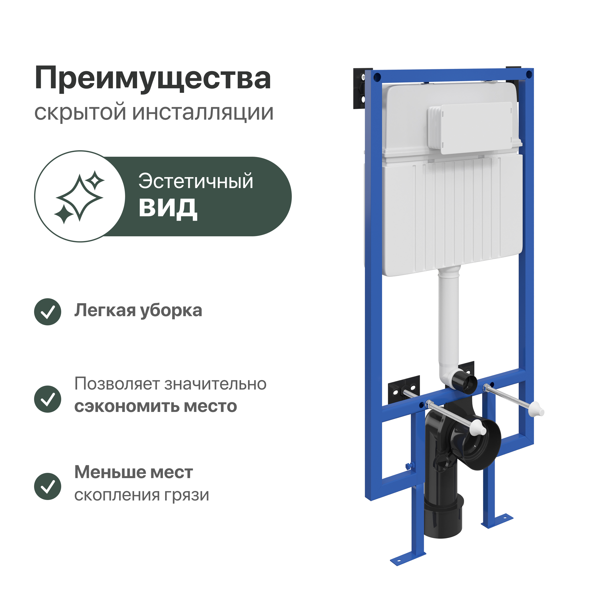 Система инсталляции для унитазов STWORKI 510162 с кнопкой смыва 230824 белой 555055 - 6