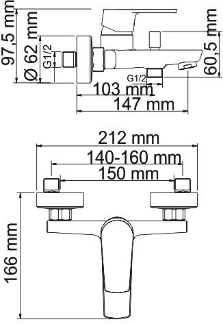 Смеситель Wasserkraft Dill 6101 для ванны с душем - 3