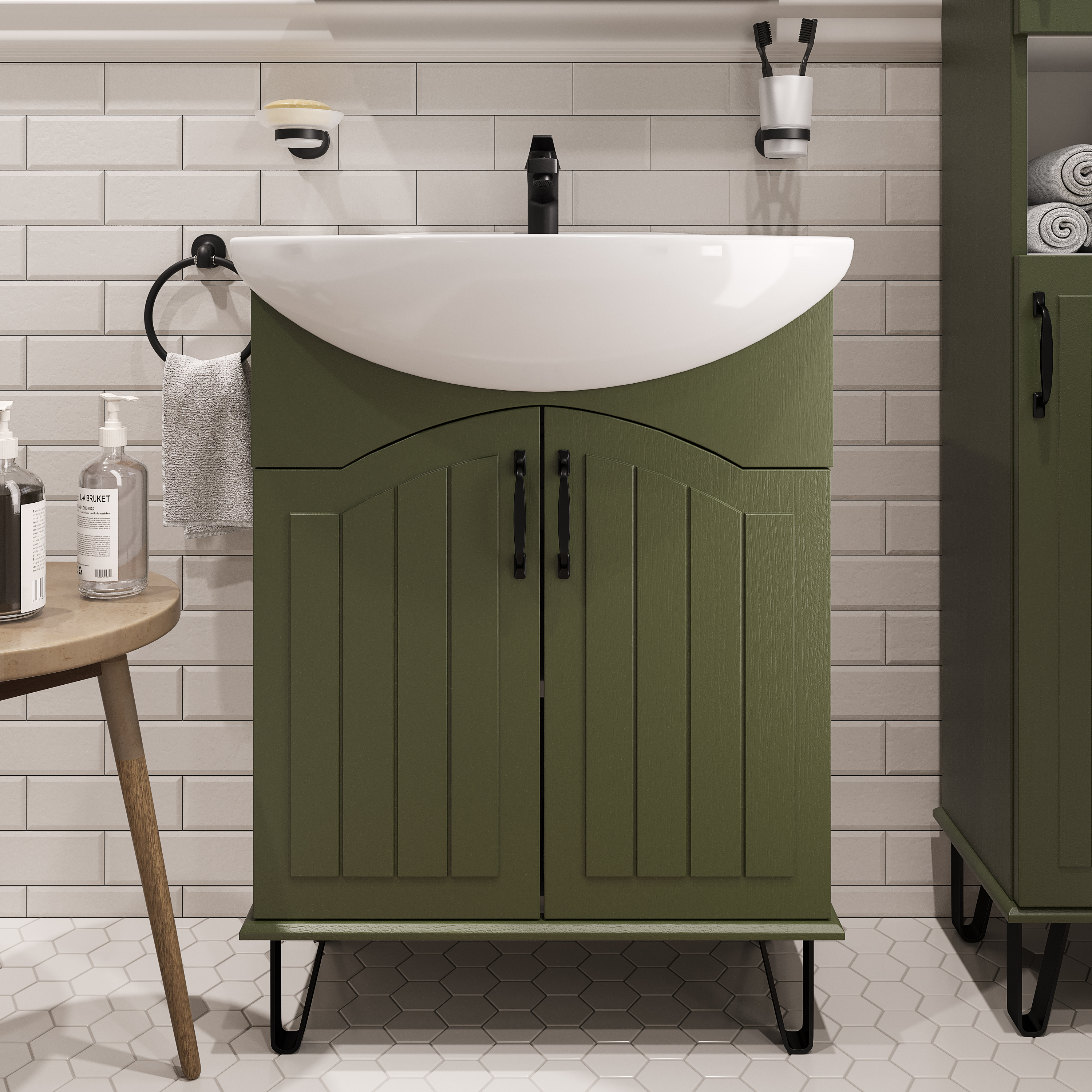 Тумба с раковиной DIWO Сочи 65 зеленая 564065 - 0