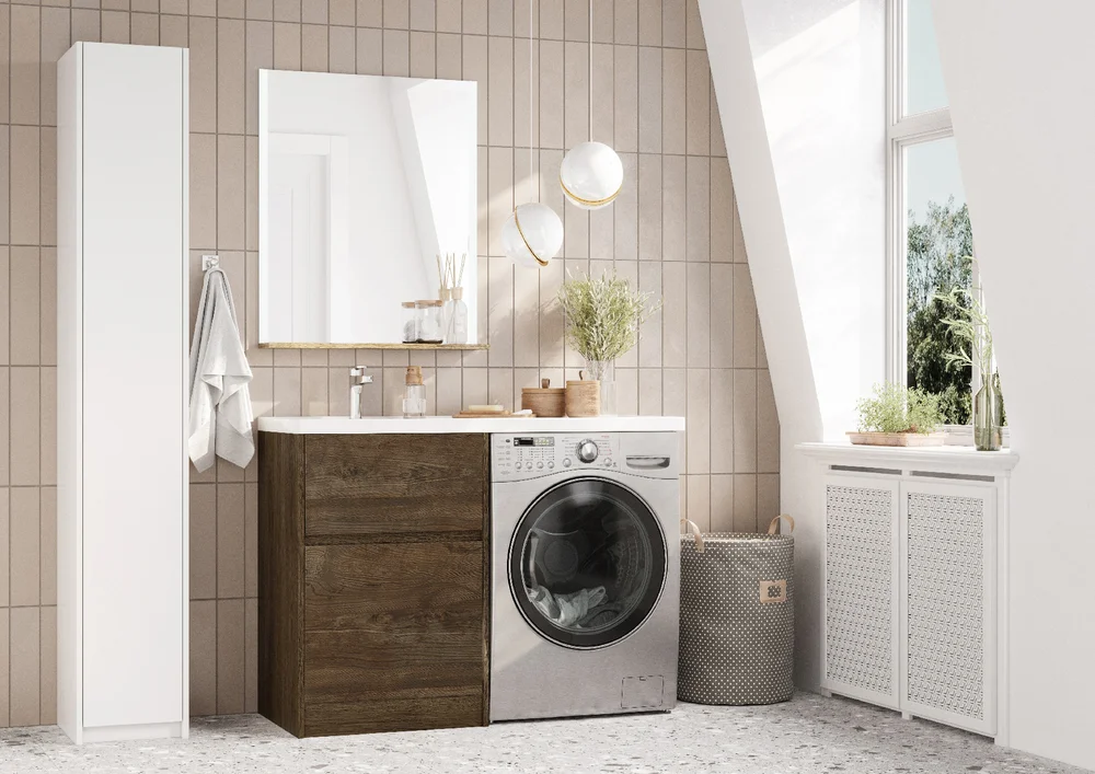 Комплект мебели Aquaton Лондри 60 темное дерево - 0