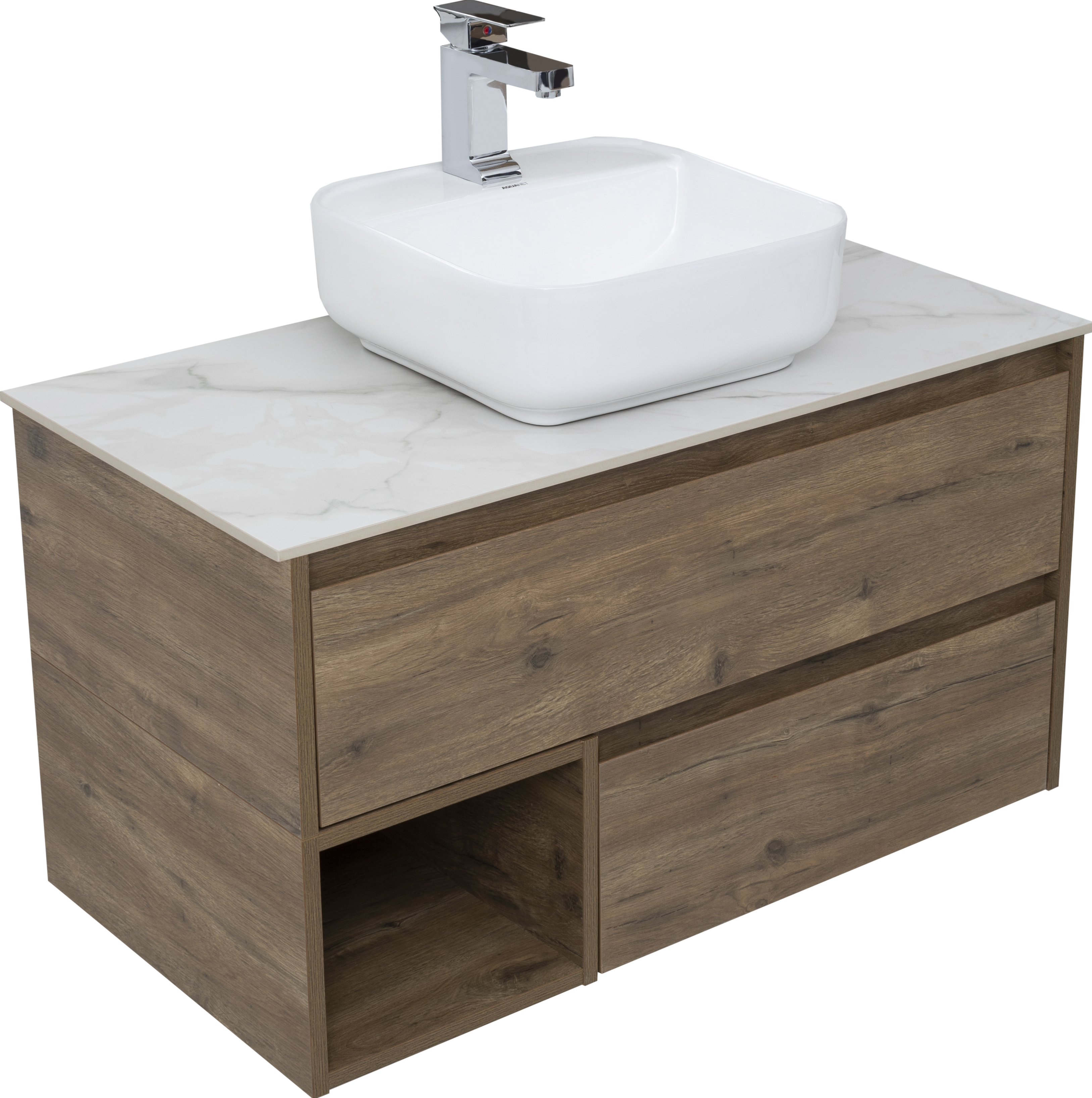 Тумба с раковиной STWORKI Карлстад 90 дуб рустикальный, простоун беж 425511 - 4