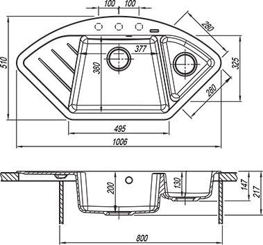 Мойка кухонная Florentina Веста грей 20.285.E1005.305 - 1