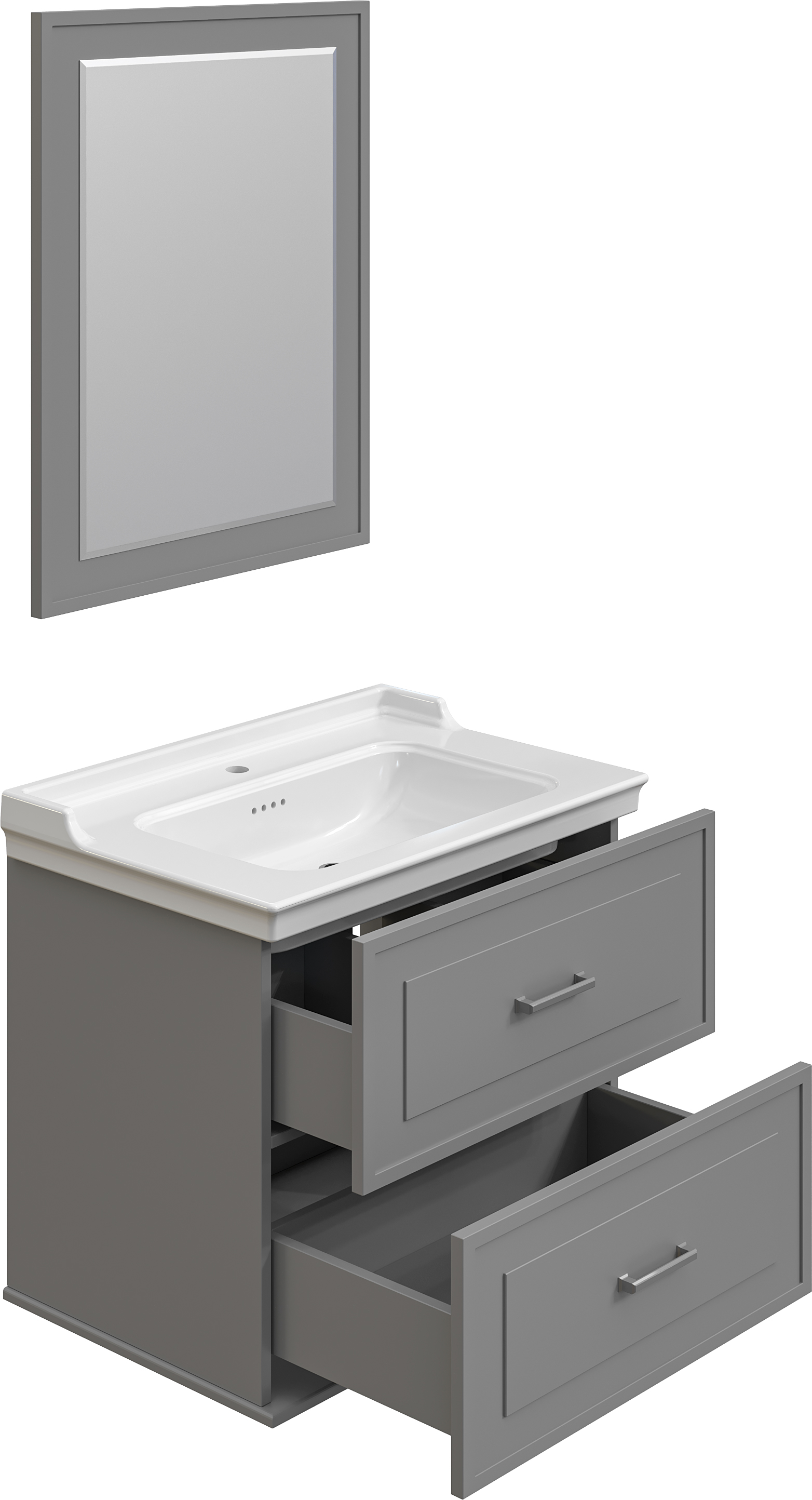 Мебель для ванной STWORKI Хадстен 80 cерая, в стиле прованс, подвесная, российская (гарнитур, комплект) 540921 - 9