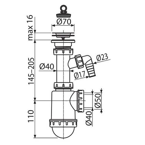 Сифон для мойки  A441P с нерж. решеткой и подводкой A441P-DN50/40 - 2