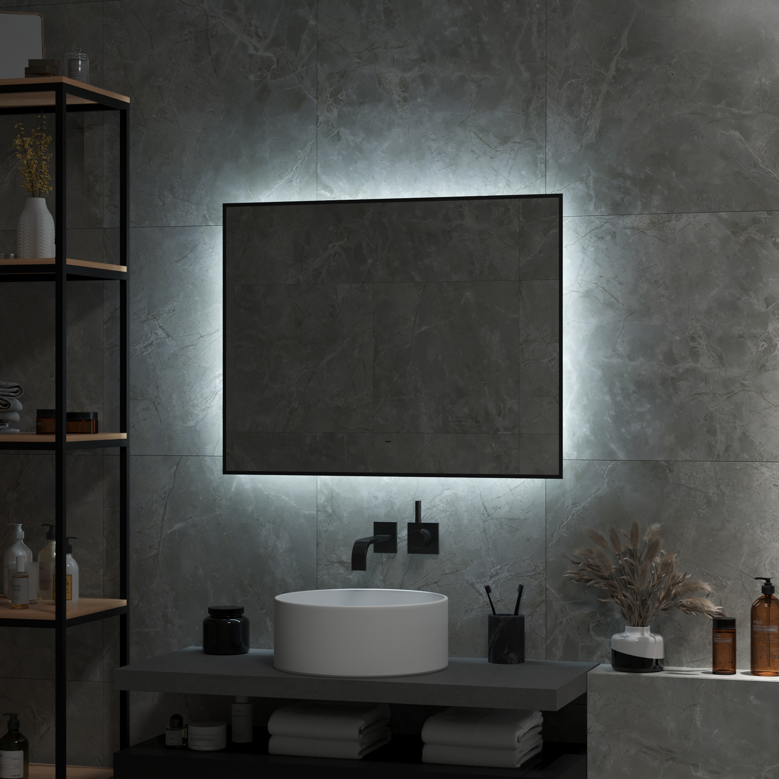 Зеркало DIWO Элиста 80 черное, с подсветкой ЗЛП1734 - 7