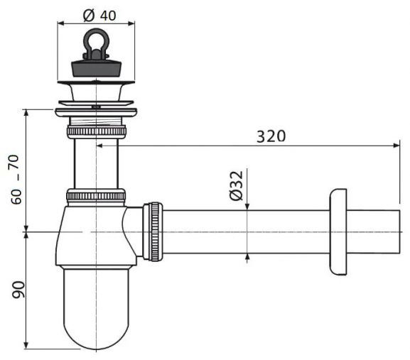 Сифон для раковины Ceramalux хром  С-056 - 1
