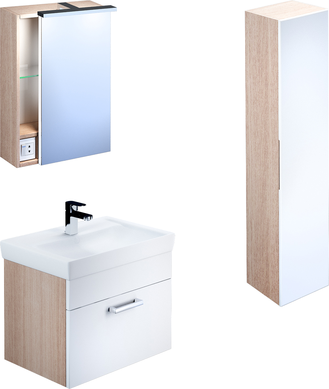 Тумба для комплекта IDDIS Mirro 60 подвесная, белая, дерево MIR60W0i95 - 2