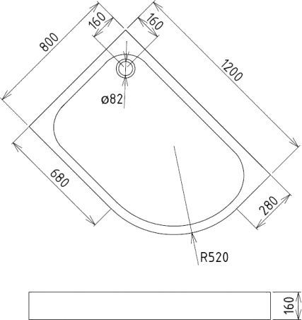 Душевой поддон Gemy  120x80 см  ST18 L - 1