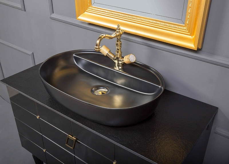 Тумба под раковину Armadi Art Vallessi Avangarde Piazza 80 черный - золото 841-080-BG - 9