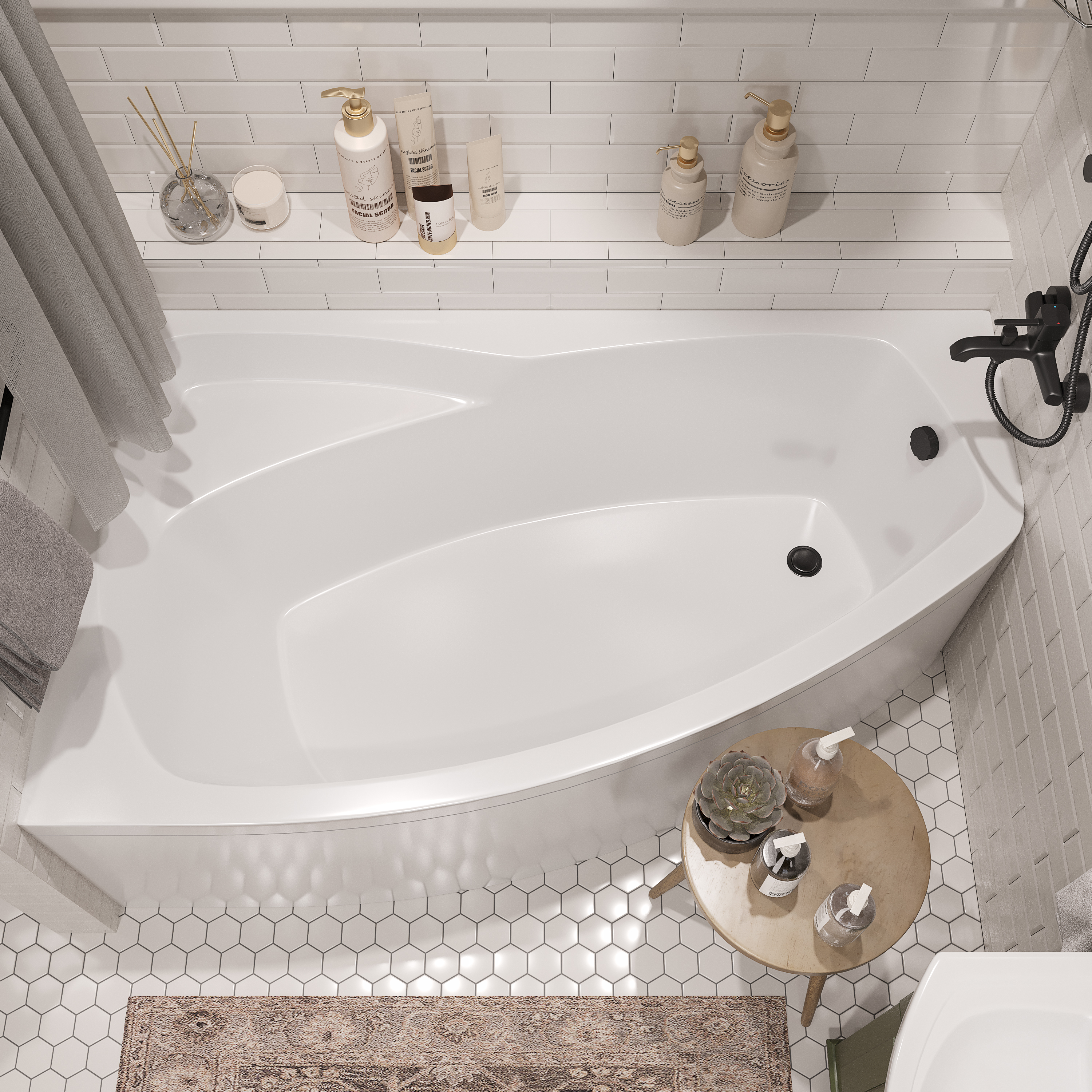 Акриловая ванна STWORKI Монтре 170x105 L, с каркасом Mn1700L - 1