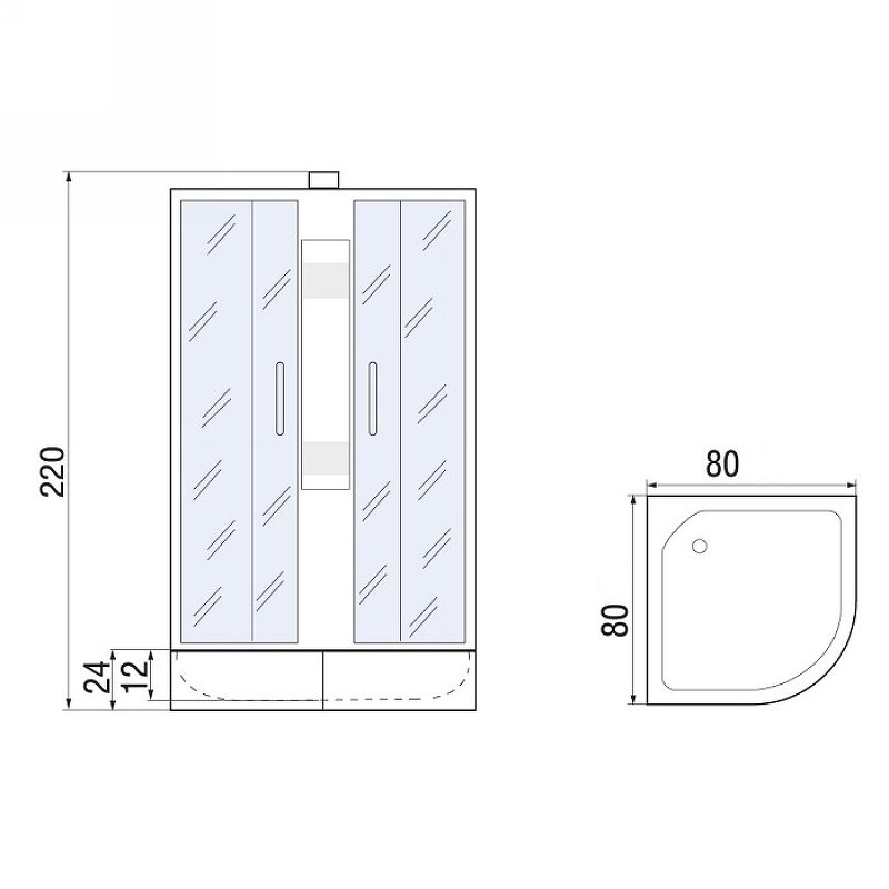 Душевая кабина с поддоном River Nara light Б/К XL 80/24 MT  10000006218 - 3