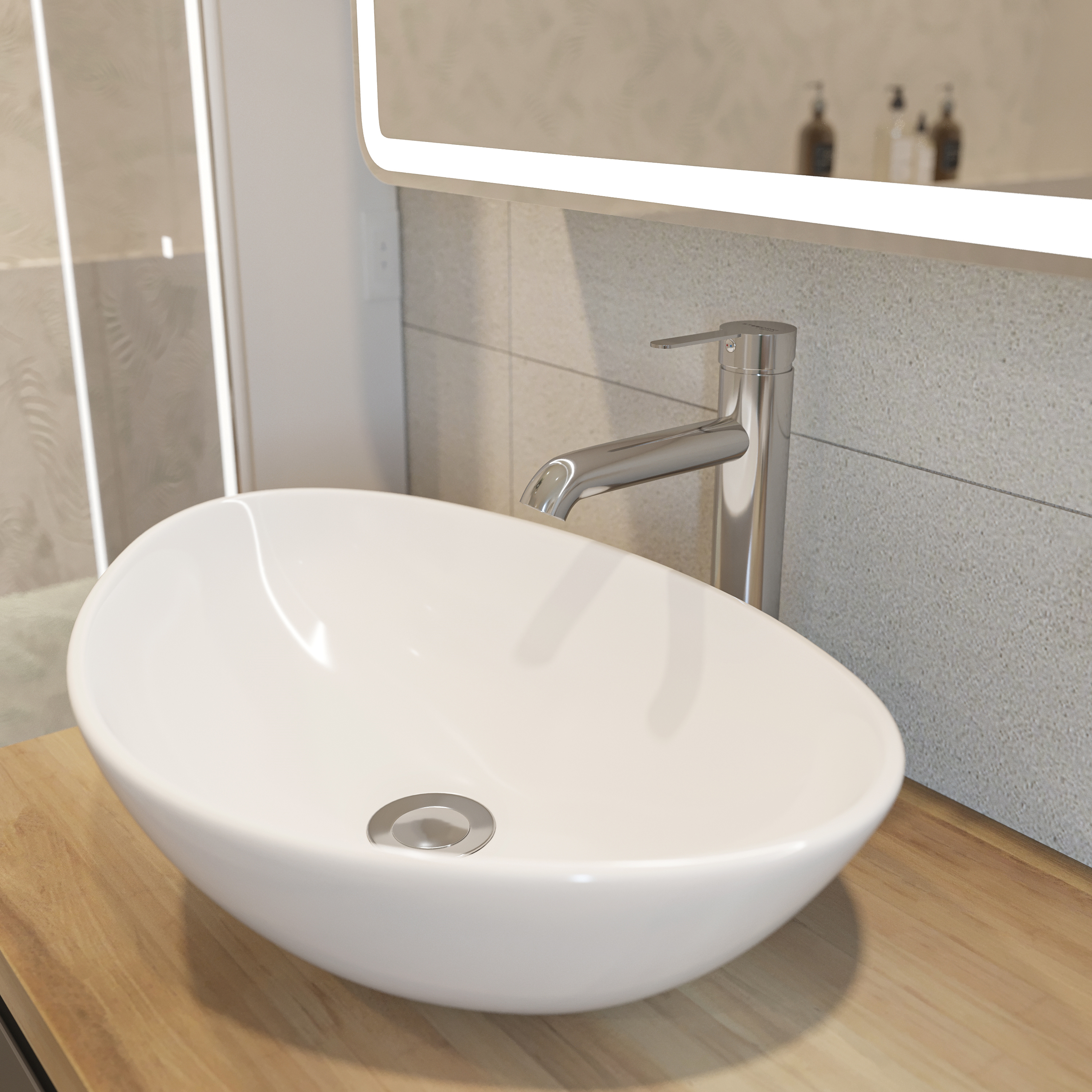 Тумба с раковиной STWORKI Берген 60 серая со светлой столешницей 122, Moduo 55 Leaf, R 549664 - 3