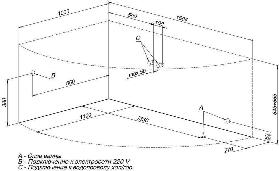 Акриловая ванна Aquanet Jamaica 160x100 L 203986 - 1