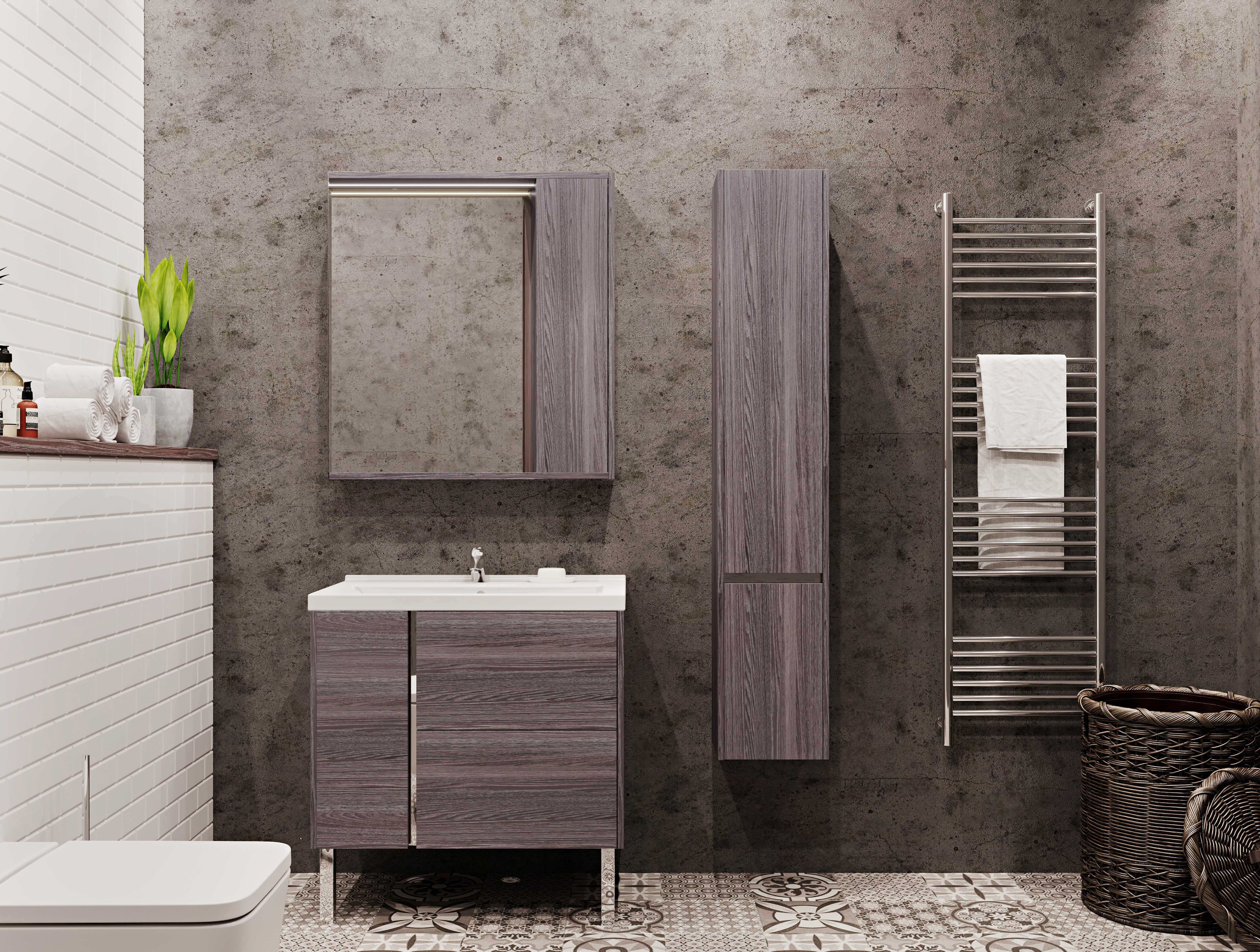 Тумба под раковину Aquaton Стоун 80 темное дерево 1A228201SXC80 - 3