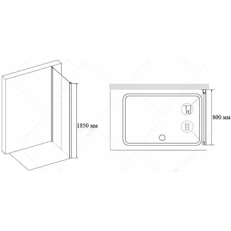 Душевая стенка RGW Z-12 80х185 профиль хром стекло прозрачное 35221208-11 - 2