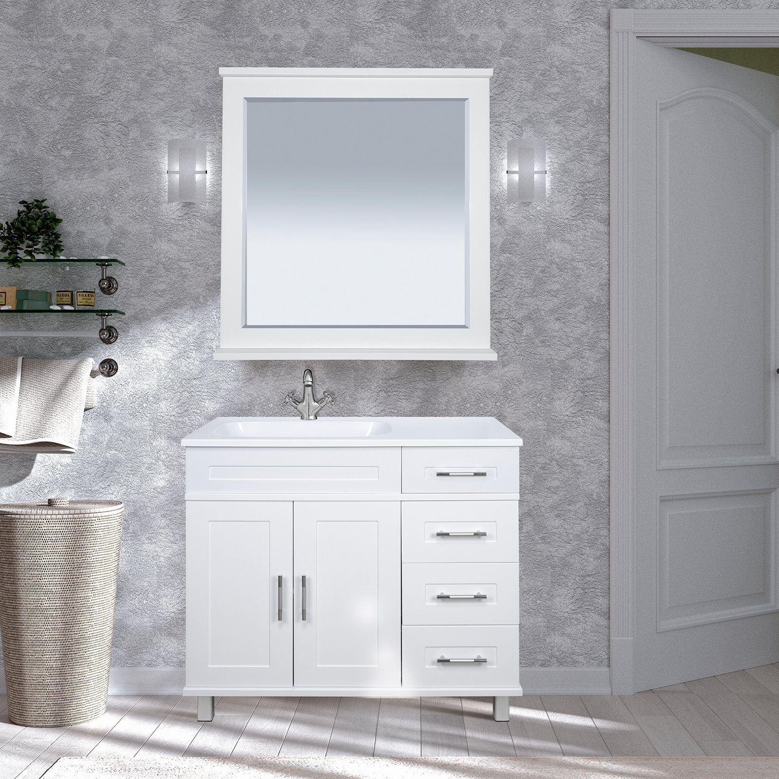 Тумба с раковиной Misty Купер 90 R белый - 4