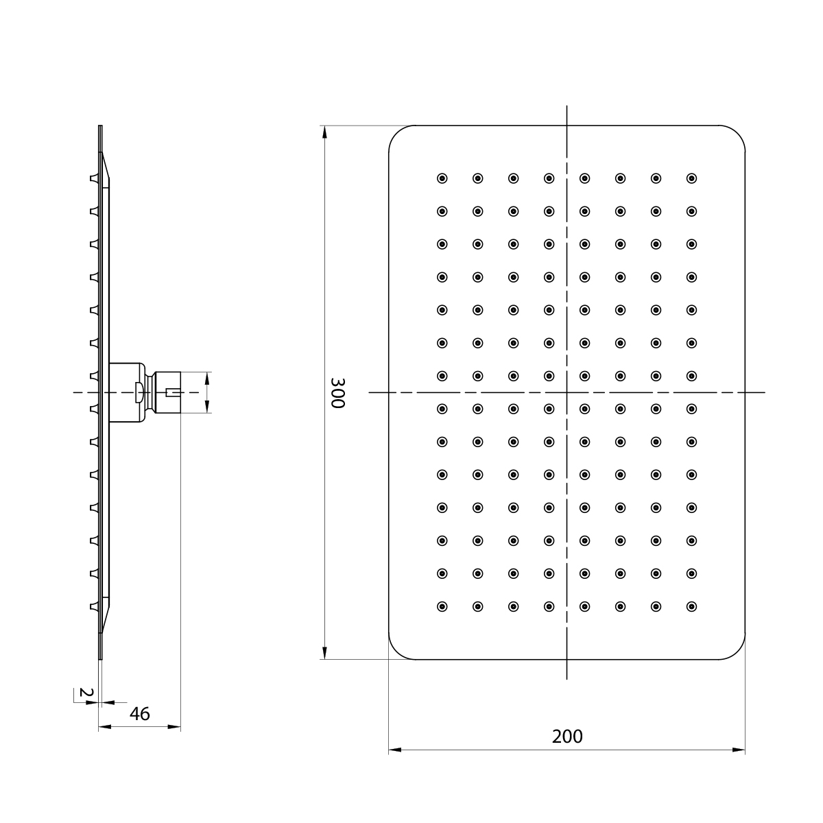 Душевая лейка верхняя Lemark LM9490S, прямоугольная, 300х200 мм., нерж. сталь - 1