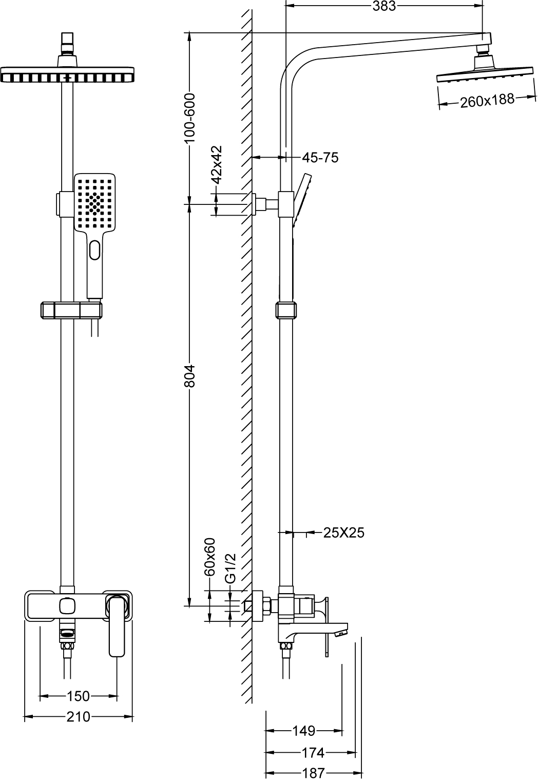 Душевая стойка Timo Torne SX-4320/17 золото - 1