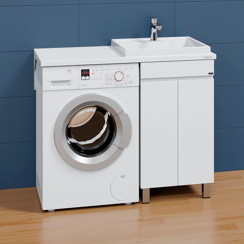 Тумба под раковину над стиральной машиной напольная Санта Марс 48 белый 700312 - 2