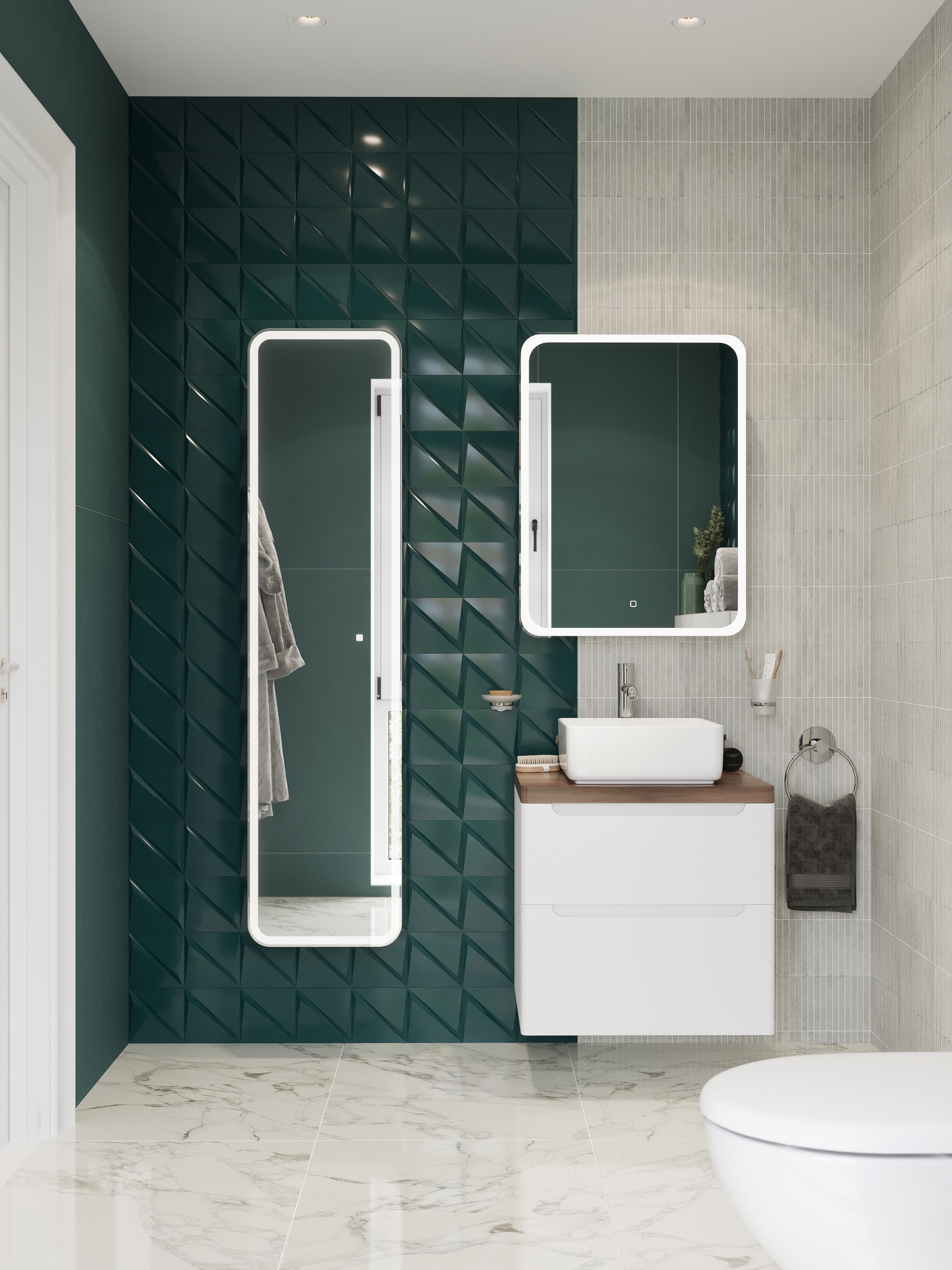 Мебель для ванной STWORKI Берген 60 белая с темной столешницей, раковина City 1 549450 - 1