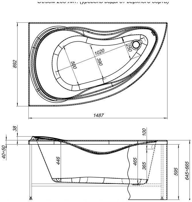 Акриловая ванна Aquanet Maldiva 148.4x89.2 см (00204001) - 2