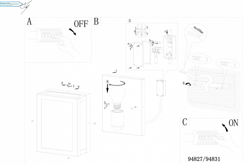 Уличный настенный светильник Eglo Alamonte 1 94831 - 2