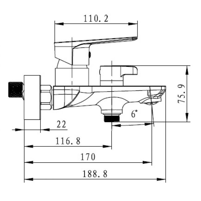 Смеситель Kaiser Atrio 60022 для ванны с душем - 1