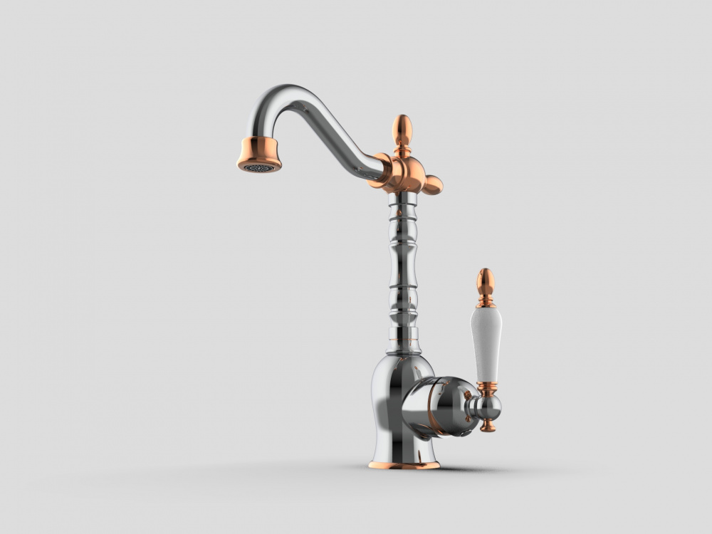 Смеситель для раковины GPD Retro хром - розовое золото MTL180-K-R - 3