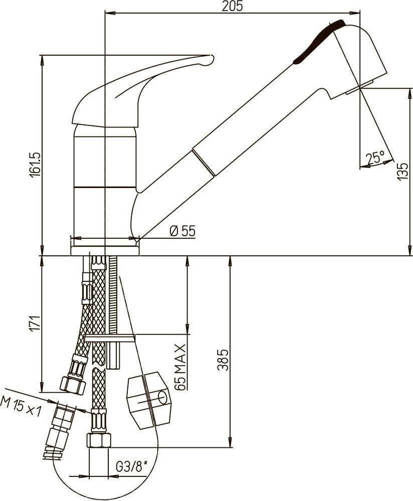Смеситель для кухни Paini Creta 42CR568LMKM - 1